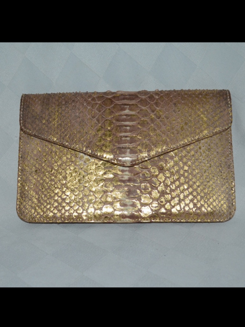 New Camille Zarsky Gold Python Envelope Clutch